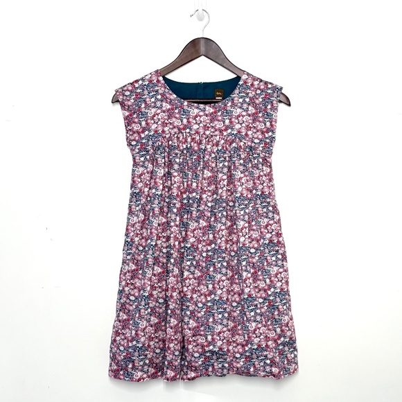 Tea Collection Girls Sleeveless Floral Cotton Dress Purple Pink Red Teal Size 10 - Picture 1 of 4